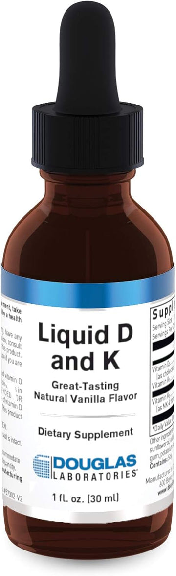 Douglas Laboratories - Liquid D & K - Vitamins K-1, K-2 And Vitamin D3 To Support Optimal Bone Health - 1 Fl. Oz. - Natural Vanilla Flavor