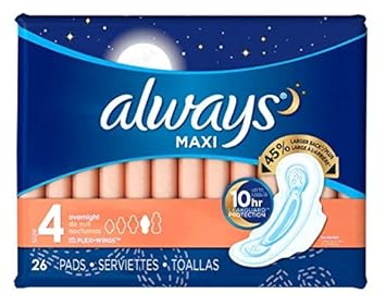 Always Pads Size 4 Maxi 26 Count Overnight (Pack of 2) : Health & Household