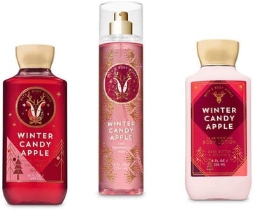 Bath And Body Works Winter Candy Apple Shower Gel, Body Lotion, Fine Fragrance Mist Daily Trio Gift Set 2018