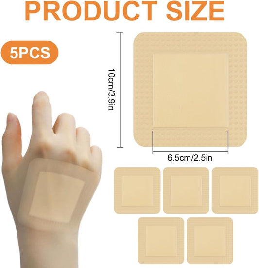 Aoowu Silicone Foam Dressing With Border, 10 Pcs Adhesive Waterproof Central Ultra Absorbent-Foam (10 Cm X 10 Cm), Waterproof Dressings For Wounds, Foam Dressing For Wounds, Silicone Wound Dressing