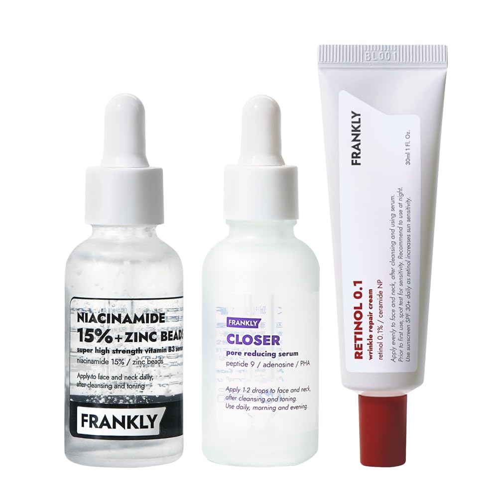 Niacinamide, Retinol, And Peptides | 15% Niacinamide Zinc Beads Serum + 0.1% Retinol Ceramide Night Cream + Closer Peptide Pore Serum | Oil Control, Anti-Aging, Pore Care