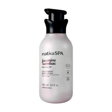 Nativa Spa By O Boticario Jasmin Sambac Anti-Stress Body Lotion, Fragranced Moisturizer Enriched With Purified Quinoa Drops To Boost Hydration, 13.5 Ounce (400Ml)