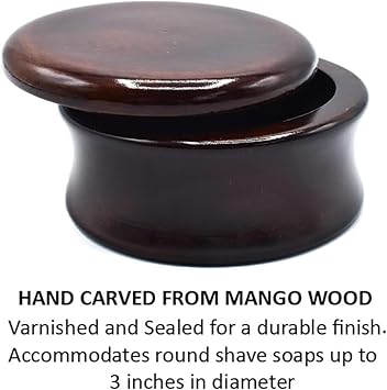 Parker Hand Carved Genuine Mango Wood Shaving Soap Bowl - Classic Style