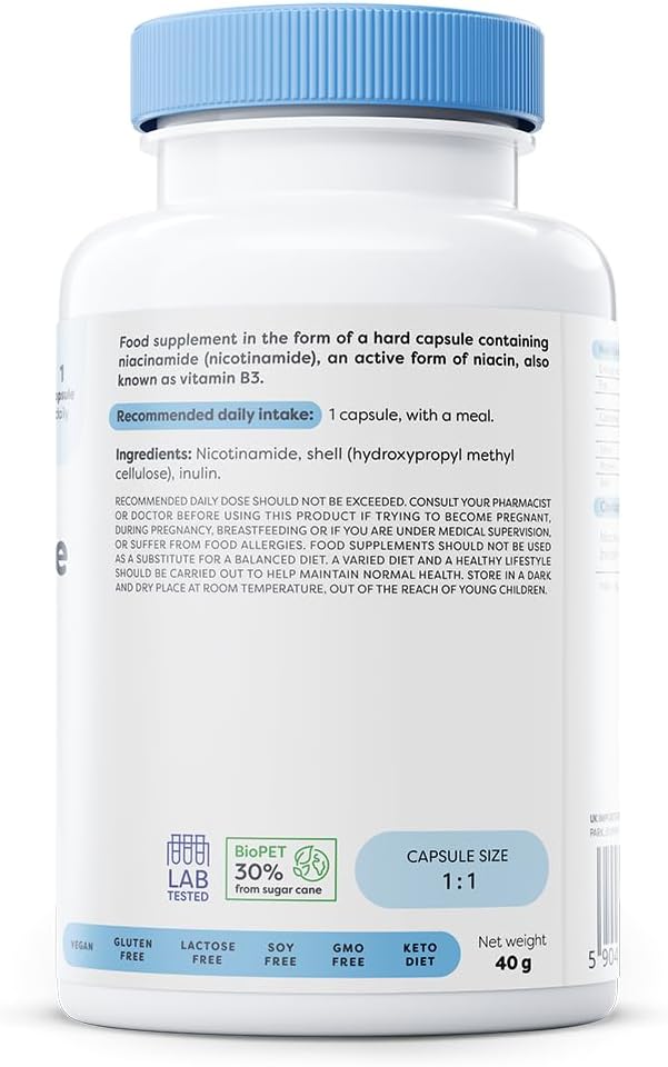 Osavi Niacinamide 500 Mg – 60 Vegan Capsules | Supports Nervous System & Psychological Function | Reduces Fatigue, Maintains Healthy Skin & Mucous Membranes | Contributes To Normal Energy Metabolism