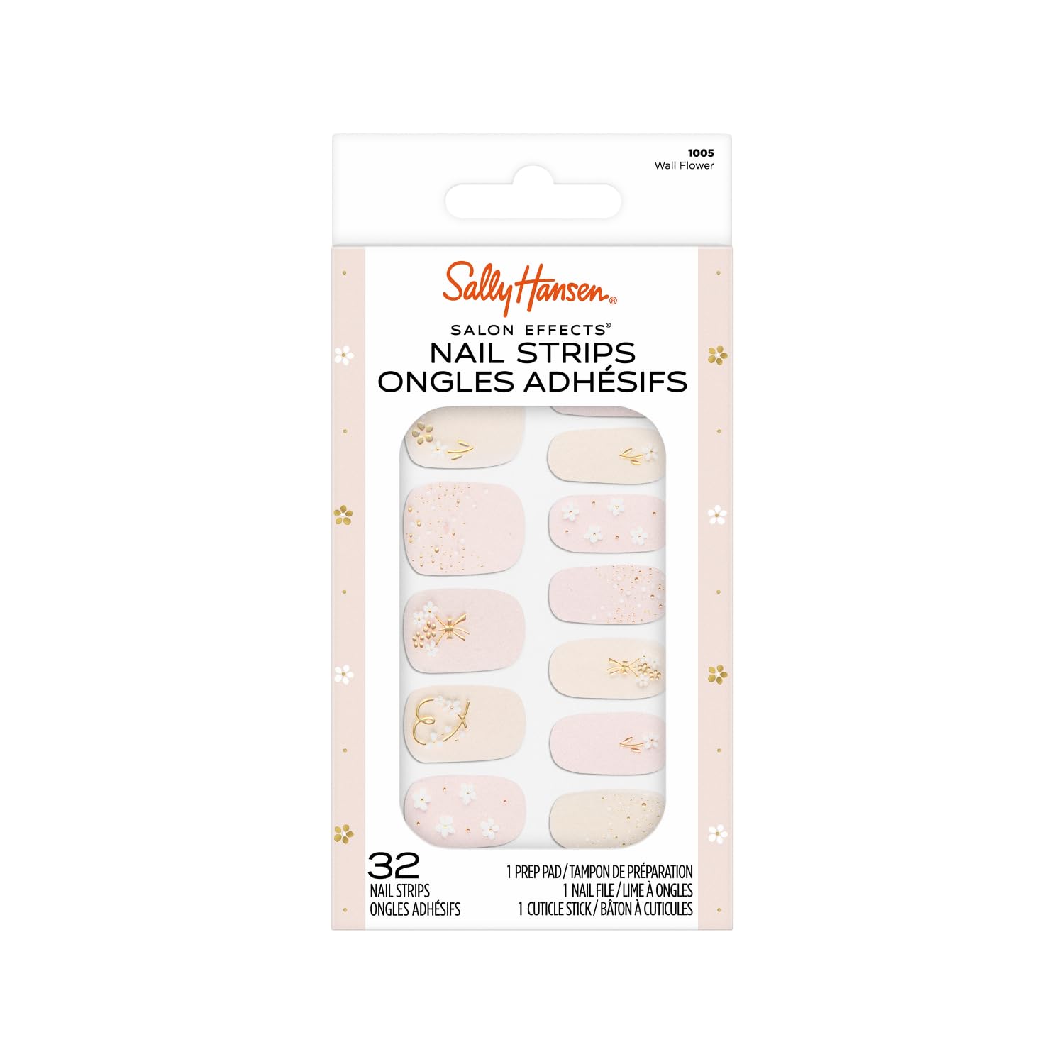 Sally Hansen Salon Effects, Wall Flower, Nail Strips, No Uv Light Needed, No Dry Time, Long-Lasting, Non-Damaging, No Chipping
