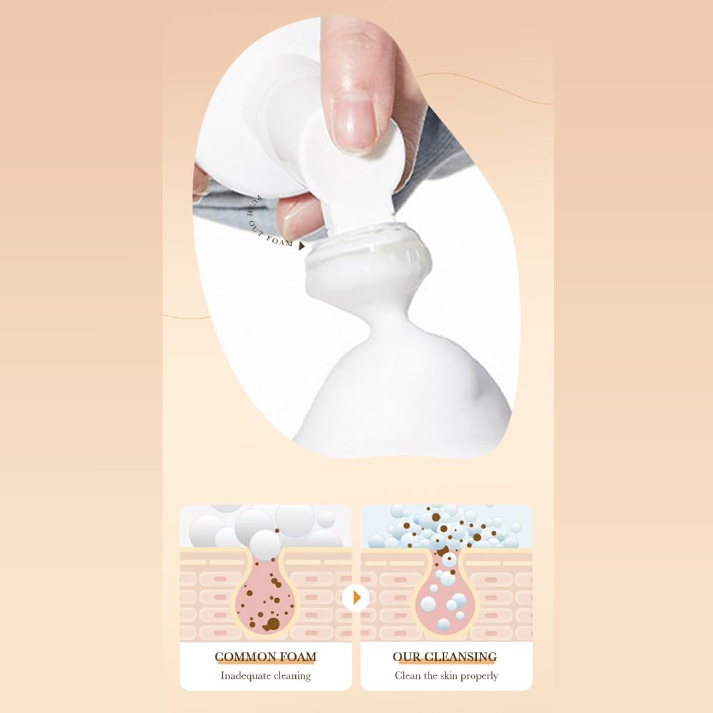 Venzen Rice Raw Pulp Clean Foam Mousse Soft Brush Head Deep Face Clean Exfoliation Facial Moisturizing Skin Care 120Ml / 4.06Fl.Oz : Beauty & Personal Care