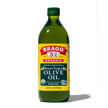 Bragg Organic Extra Virgin Olive Oil – Made With Greek Koroneiki Olives – Cold Pressed Evoo For Marinades & Vinaigrettes – Usda Certified, Non-Gmo, Kosher 32 Oz