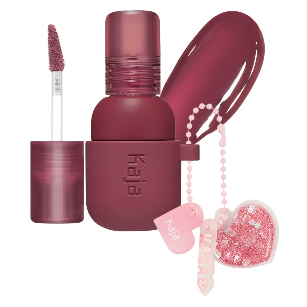Kaja Lip & Blush - Jelly Charm 05 Peach Fizz | With Keychain, Triple Berry Complex, Lemon Fruit Extract & Olive Squalane, Hydrating, Long Lasting Tint, Lightweight, Creamy Cream Tinted Type, 0.17 Oz