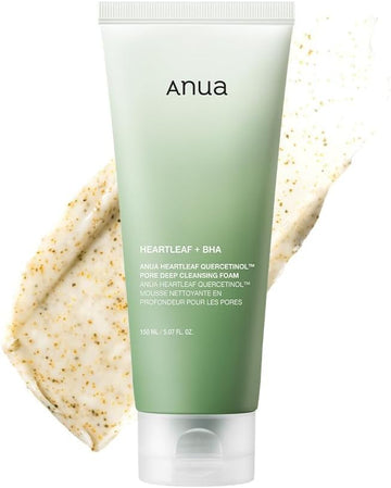Anua Heartleaf Quercetinol Pore Deep Cleansing Foam, Facial Cleanser, For Double Cleansing, Bha, Hyaluronic Acid, Glycerin, Face Wash, Blackhead Remover, Korean Skincare, 150Ml/5.07 Fl.Oz