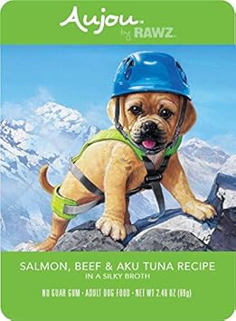 Rawz Aujou Salmon, Beef & Aku Tuna Dog Food 8/2.46 oz Pouches: Pet Supplies: Amazon.com