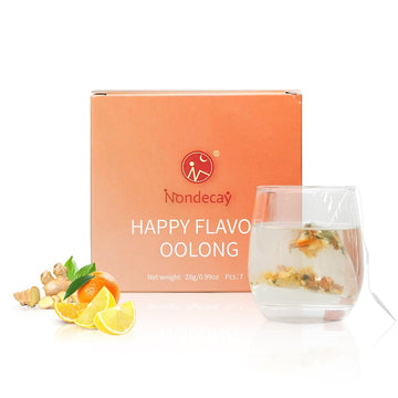 Happy Flavor Oolong Tea|Nondecay Tea Sampler With 7 Pyramid Tea Infuser Bags - Fruit, Herb And Flower Tea For Cold Brew & Hot Brew, Birthday, Hostess And Co-Worker Fall Gifts
