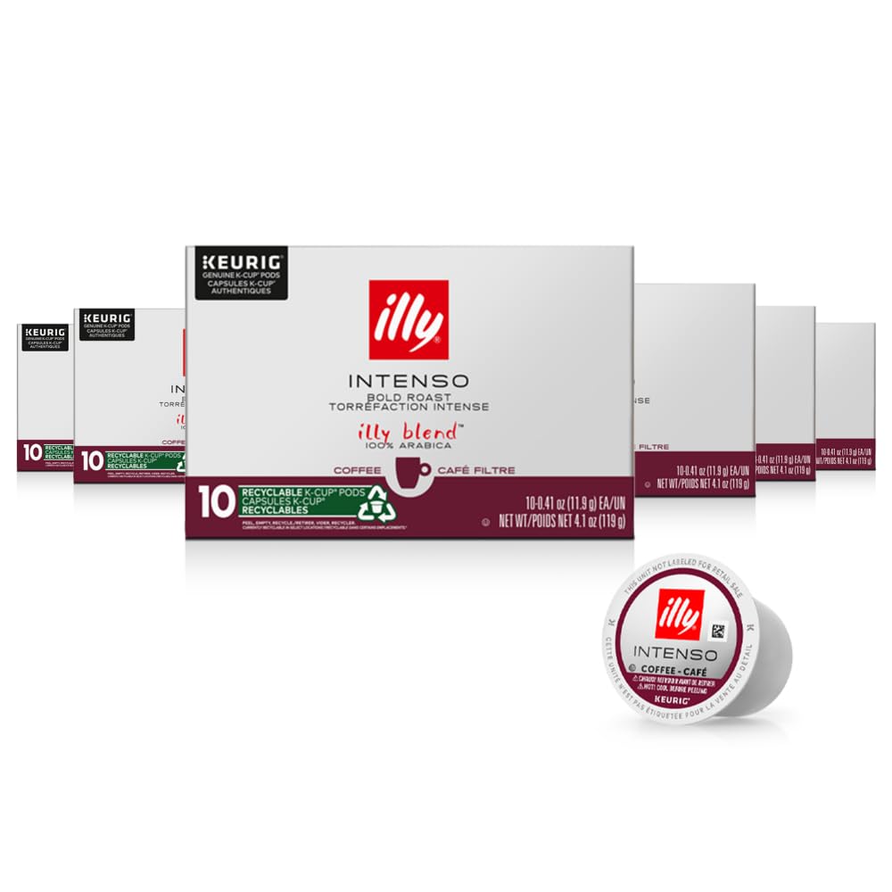 Illy Coffee K Cups - Coffee Pods For Keurig Coffee Maker – Intenso Dark Roast – Notes Of Cocoa & Dried Fruit - Bold, Flavorful & Full-Bodied Flavor Of Pods Coffee - No Preservatives – 10 Count, 6 Pack