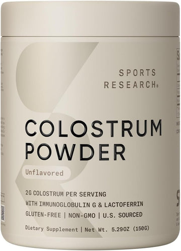 Sports Research® Colostrum Powder – No Fillers Easy To Mix – Formulated To Support Workout Performance, Immunity & Gut Health W/Antibodies, Non-Gmo & Gluten Free - 75 Servings Unflavored