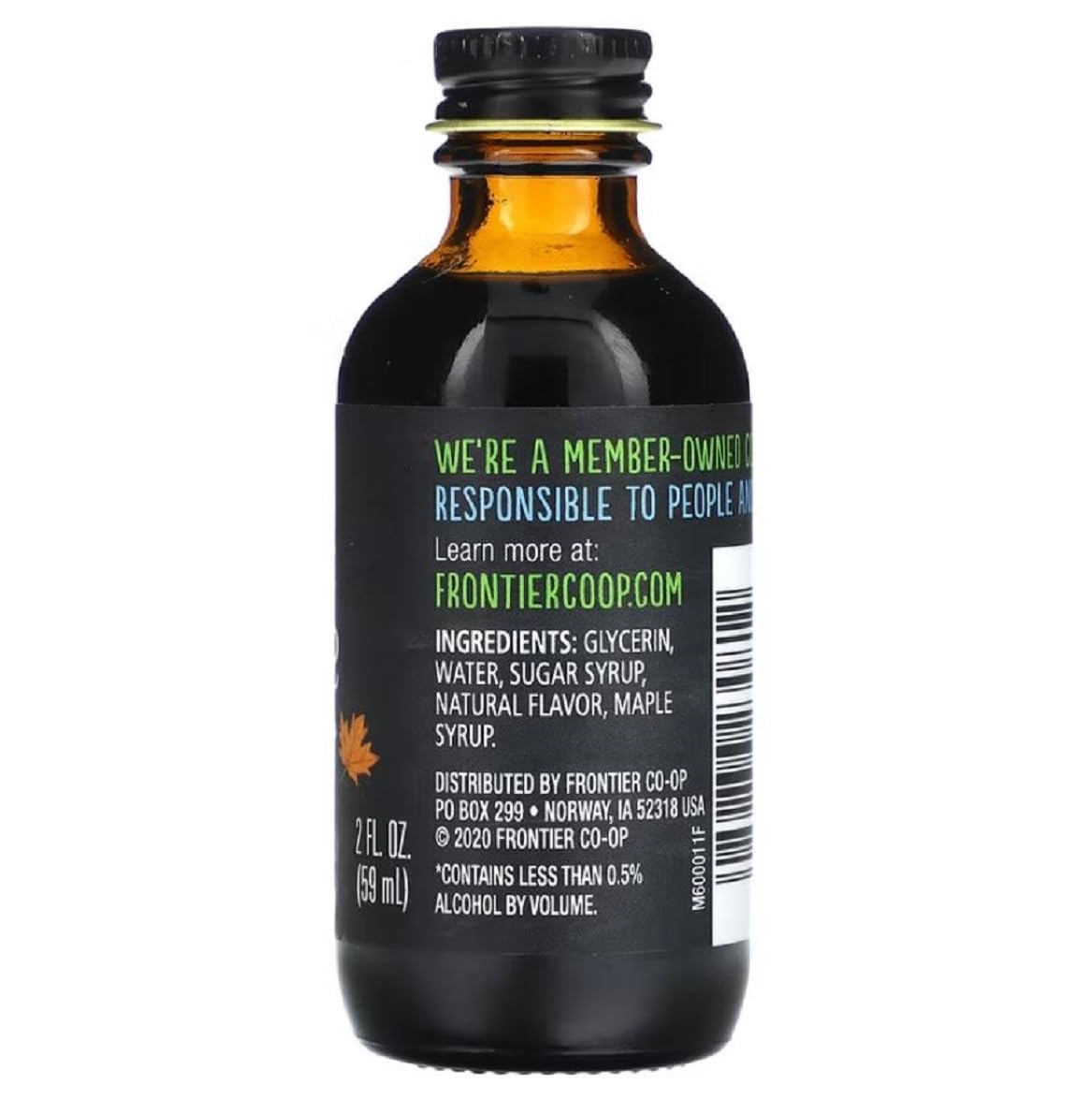 Frontier Co-Op Non-Alcoholic Maple Flavor, 2 Ounce, Rich Maple Taste For Baked Beans, Sweet Potatoes, Alcohol Free Maple