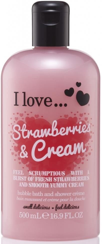 I Love Originals Strawberries & Cream Bath & Shower Crème, Filled With Natural Fruit Extracts & Vitamin B5, Nourishing & Refreshing Formula to Leave Skin Feeling Silky & Soft, Vegan-Friendly 500ml : Amazon.co.uk: Beauty
