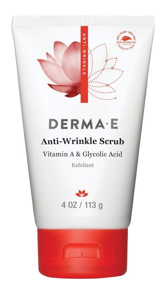 DERMA E Anti-Wrinkle Scrub – Anti-Aging Face Wash with Glycolic Acid and Vitamin A – Cleansing and Exfoliating Treatment Removes Makeup, Oil and Impurities, 4 oz