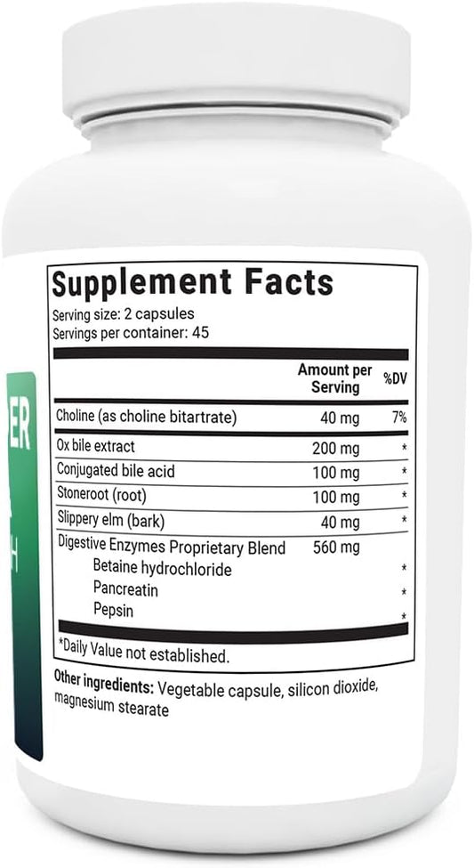 Dr. Berg Gallbladder Formula Extra Strength - Made W/Purified Bile Salts & Digestive Enzymes - Includes Carefully Selected Digestive Herbs - Full 45-Day Supply - 90 Capsules