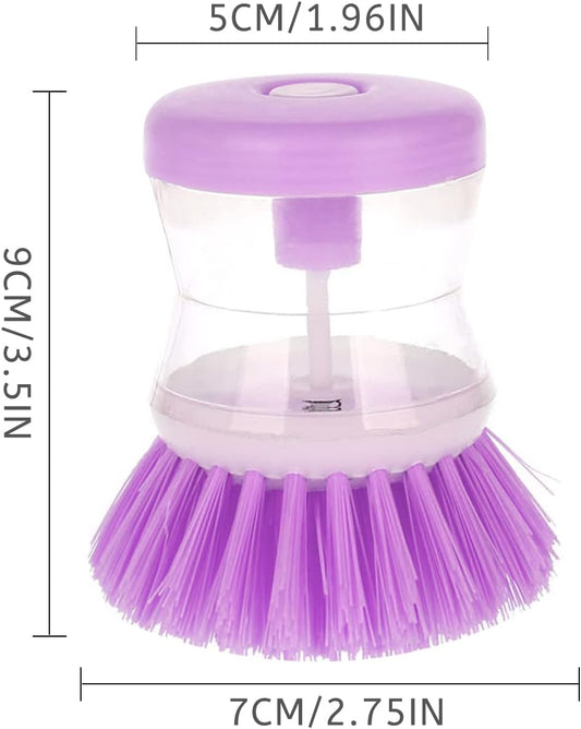 3pcs Dish Brush with Soap, Full Circle Cleaning Brushes for Dishes, Kitchen Dispenser Brushes for Pot Pan Kitchen Sink Scrubbing (Pink, Bule, Purple)