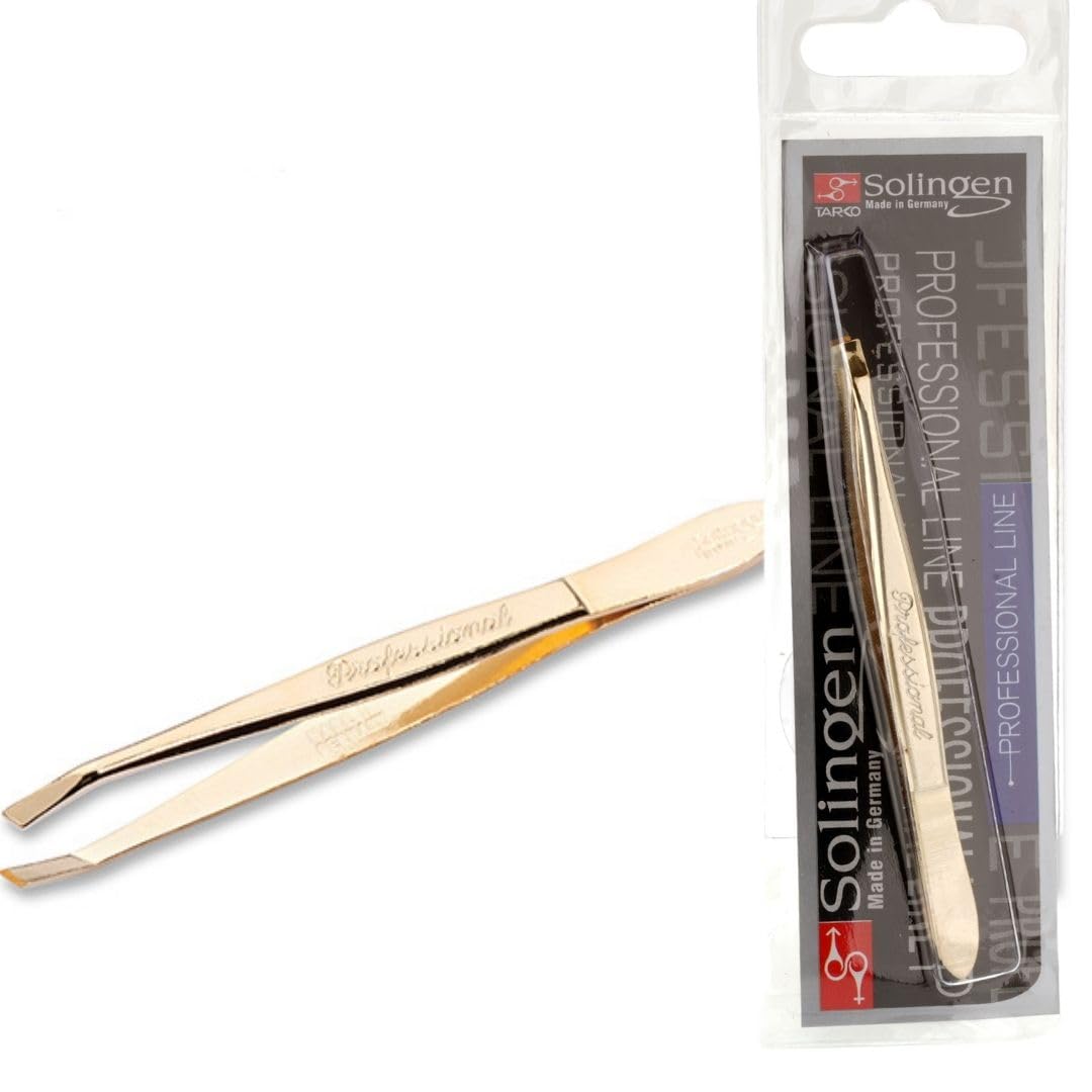 Stainless Steel Professional Slanted Tweezers, Best For Eyebrows Extensions, Facial Hair, Made In Germany