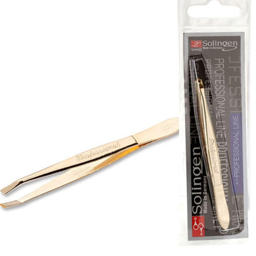 Stainless Steel Professional Slanted Tweezers, Best For Eyebrows Extensions, Facial Hair, Made In Germany