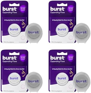 BURST Expanding Dental Floss - Parent - Stain-Absorbing, Woven Tooth Floss with Xylitol Coating to Fight Cavities - Vegan, Paraben Free - Mint Eucalyptus (160 Foot)