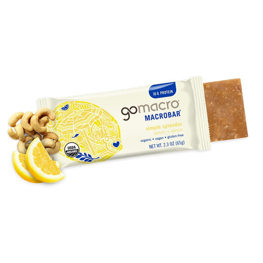 Gomacro Macrobar Organic Vegan Protein Bars - Lemon + Lemon (2.3 Ounce Bars, 12 Count)