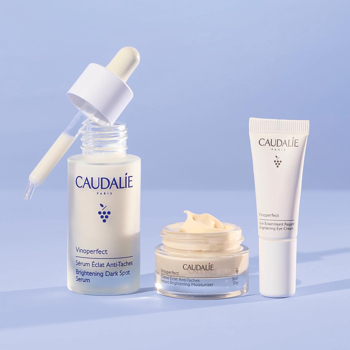 Caudalie Dark Spot Brightening Trio Set - Vinoperfect Brightening Dark Spot Serum Full Size + 2 free travel-size products : Beauty & Personal Care