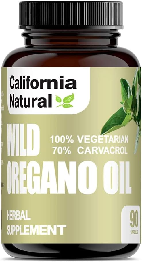 Wild Oregano Oil Vegetarian Soft Capsules - California Natural - Immune System & Digestive Support - Promote Gut Health & Healthy Digestion - 100% Vegetarian - 70% Carvacrol - Herbal 90 count