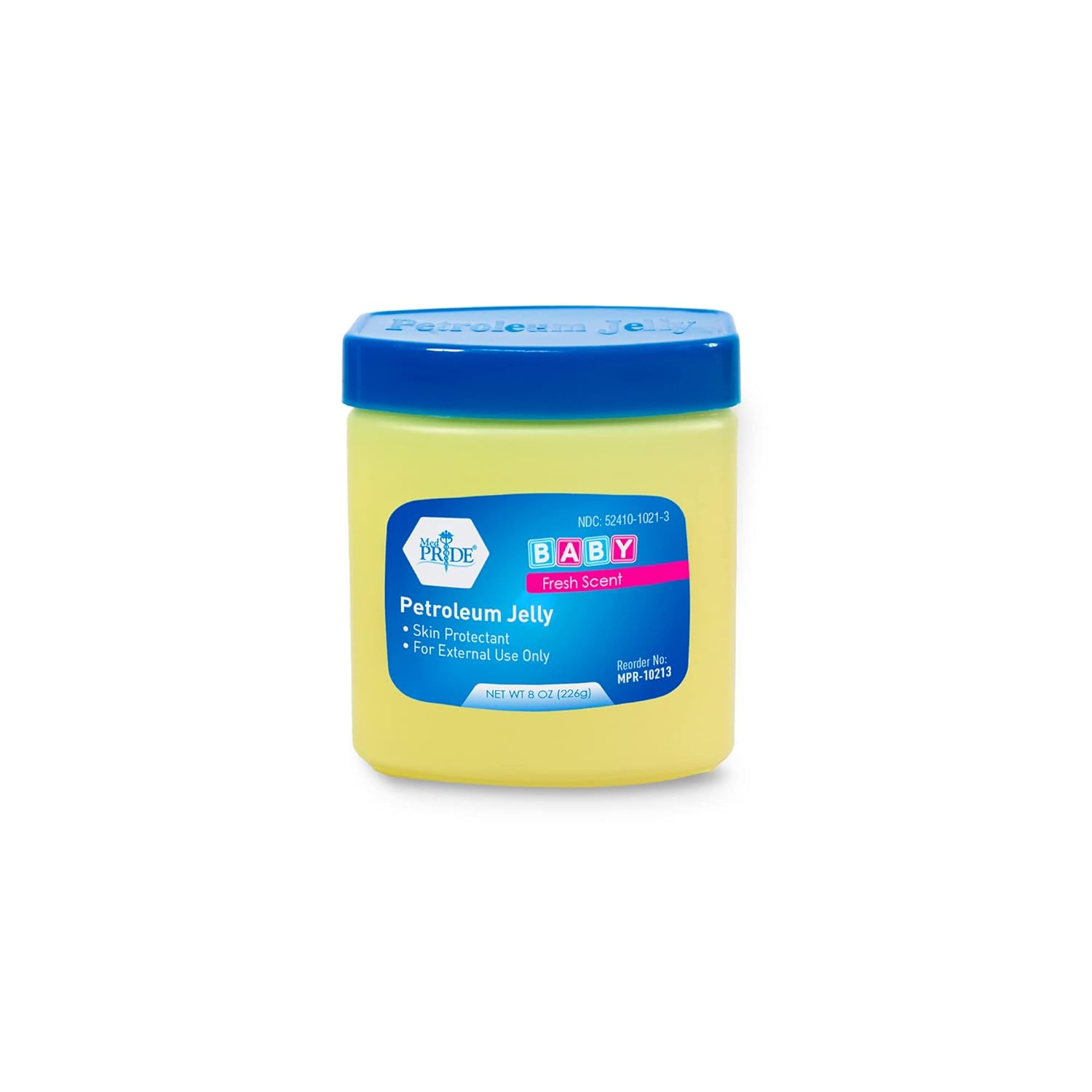 Med Pride Large Baby Petroleum Jelly Tub For Newborn, Skin Protectant & Moisturizer With Fresh Baby Scent For Dry Skin & Diaper Rash, 8 Oz