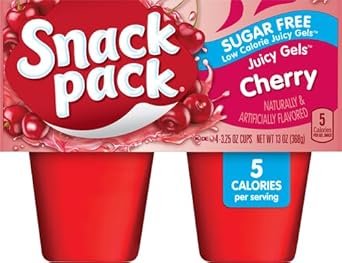 Snack Pack Sugar Free Cherry Flavored Juicy Gels, 4 Count Snack Cups