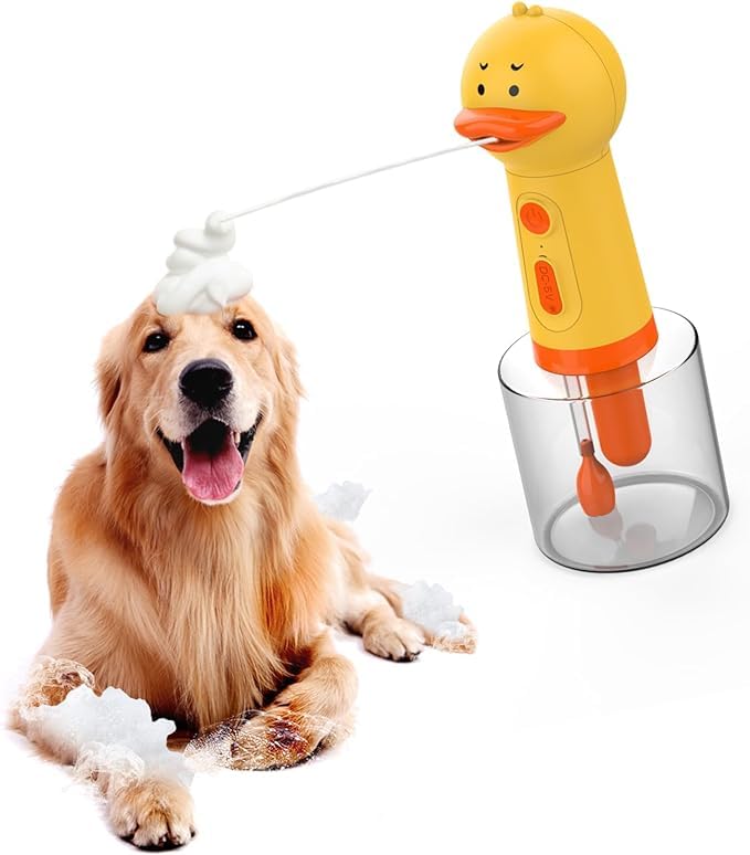 Electric Dog Cleaning Foam Machine Sprayer - deep Cleaning pet Fur Size 9 in x 3.2 in x 3.2in 350ml Capacity 1200mAh Ultra Long Standby - IPX7 Waterproof (Orange)