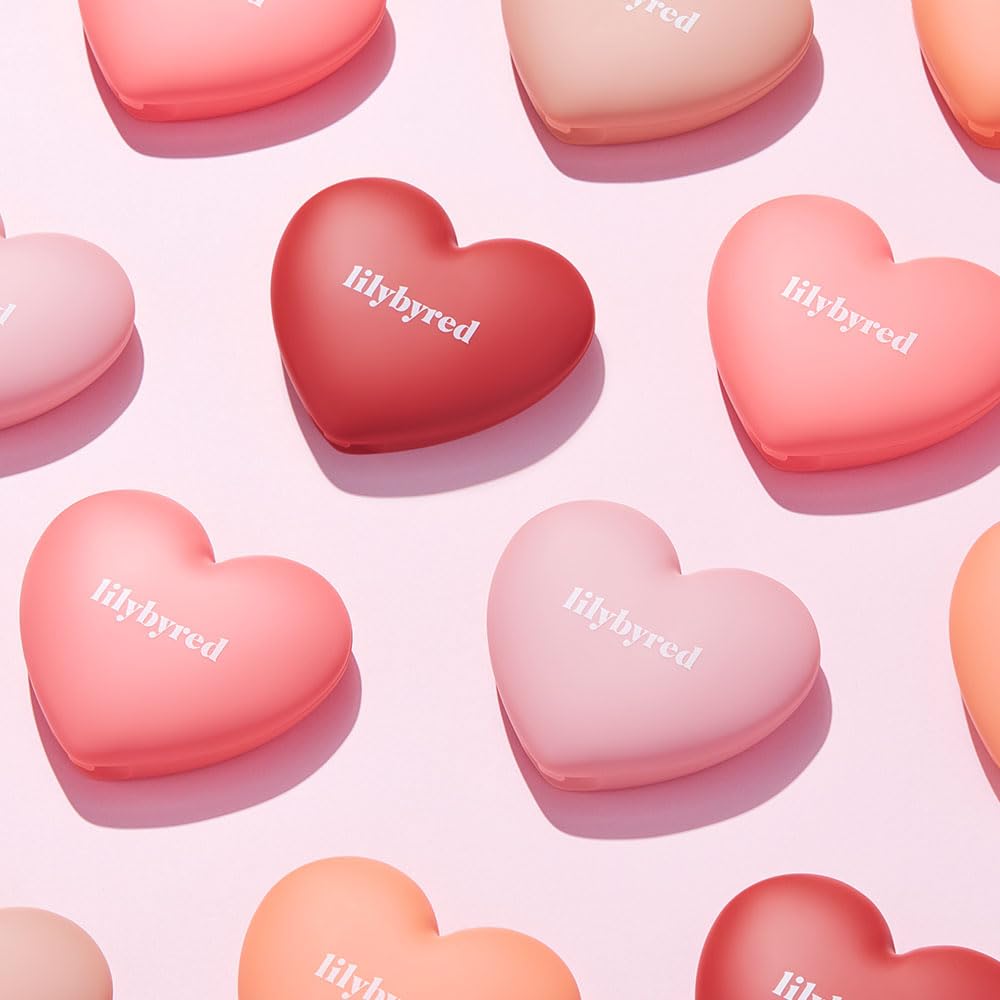 Lilybyred Luv Beam Cheek(Ad) (02_Dollish Rose) - Heart Shaped Powder Blush With Shimmer, Natural-Looking Flush, Long-Lasting Radiance, Korean Beauty