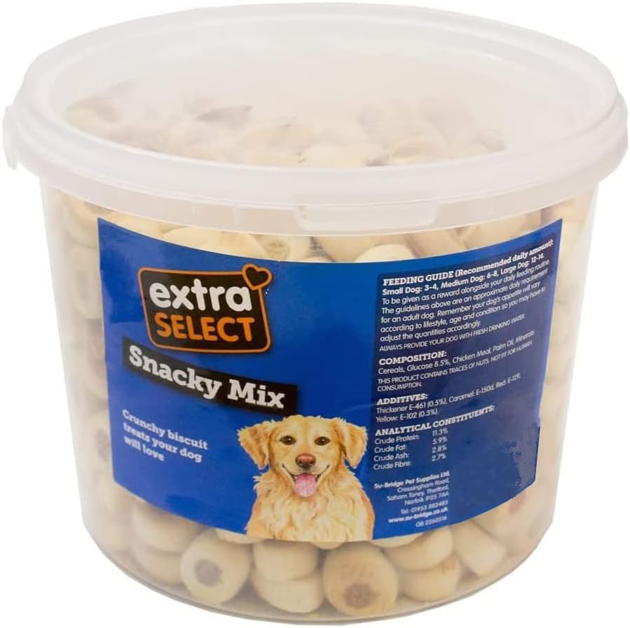 Extra Select Snacky Mix Dog treat Biscuits in a 1lt Bucket (approx 100 biscuits)?01SBT6