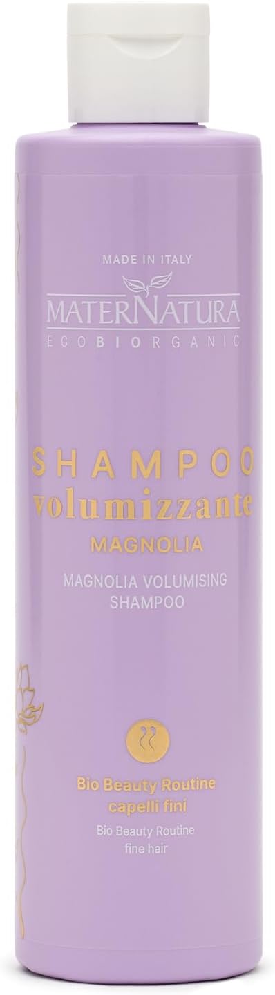 Maternatura, Volume Shampoo For Fine Hair With Magnolia, Extreme Volume And Softness, With Anti-Frizz Effect, Beauty Routine Skin And Oily Hair, Organic, Made In Italy, 250 Ml