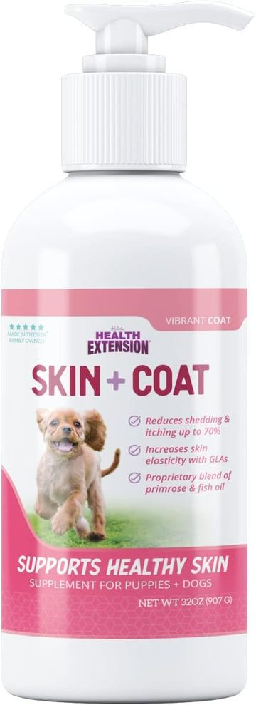 Health Extension Skin & Coat Oil - Liquid Food Supplement For Dogs - EPA, GLA & DHA to Prevent Shedding & Itching