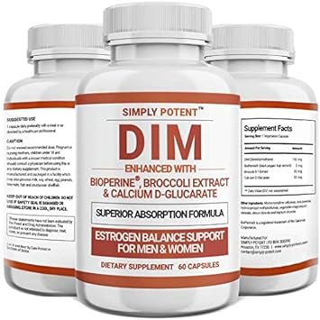 DIM Supplement 250mg + BioPerine, Hormone Support for Men & Women - Soothe Signs of Menopause, Disposition Aid, Estrogen Balance, Discomfort Alleviation, Focus, Clarity, Estrogen Neutralizer for Men