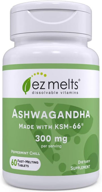 Ez Melts Dissolvable Ksm-66 Ashwagandha, 300 Mg, Sugar-Free, Stress, Sleep And Mood Support Supplement, 30-Day Supply