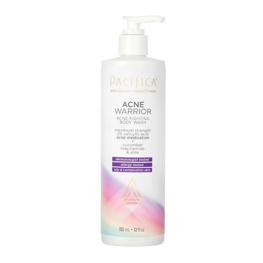 Pacifica Beauty | Acne Warrior Body Wash | 2% Salicylic Acid, Cucumber, Niacinamide, Aloe | Acne Treatment | Dermatologist Tested, Allergy Tested | For Acne Prone, Oily & Combination Skin | Vegan : Electronics