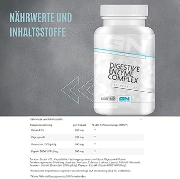 Gn Laboratories Digestive Enzymes Complex (60 Capsules) - Comprehensive Blend Of Digestive Enzymes - Contains Lactase - Digestive Enzymes Made In Germany