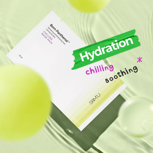 Sam'U Born Panthenol Chilling Mask – Soothing & Cooling Sheet Mask With Birch Sap & Xylitol For Deep Hydration – Vegan Korean Glass Skin Care Face Mask (5 Sheets)