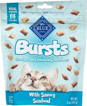 Blue Buffalo Bursts Crunchy & Creamy Cat Treats, Great For Training, Savory Seafood, 5-Oz. Bag