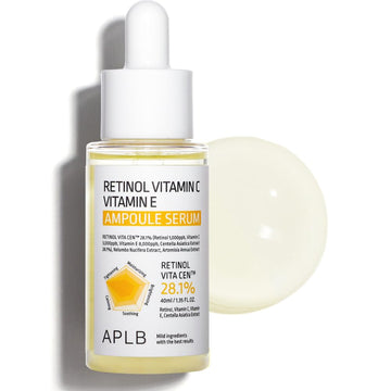 Aplb Retinol Vitamin C Vitamin E Ampoule Serum | Retinol Vita Cen™ 28.1% 1.35 Fl.Oz/Korean Skincare, Long Lasting Moisturizing, Revitalize For Gentle And Improve Skin Texture