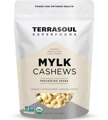 Terrasoul Superfoods Organic Raw Cashews (Mylk Grade), 2 Lbs, Premium Quality for Snacking, Desserts, Cashew Milk and Nut Butter Making