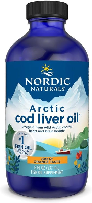 Nordic Naturals Arctic Cod Liver Oil, Orange - 8 oz - 1060 mg Total Omega-3s with EPA & DHA - Heart & Brain Health, Healthy Immunity, Overall Wellness - Non-GMO - 48 Servings