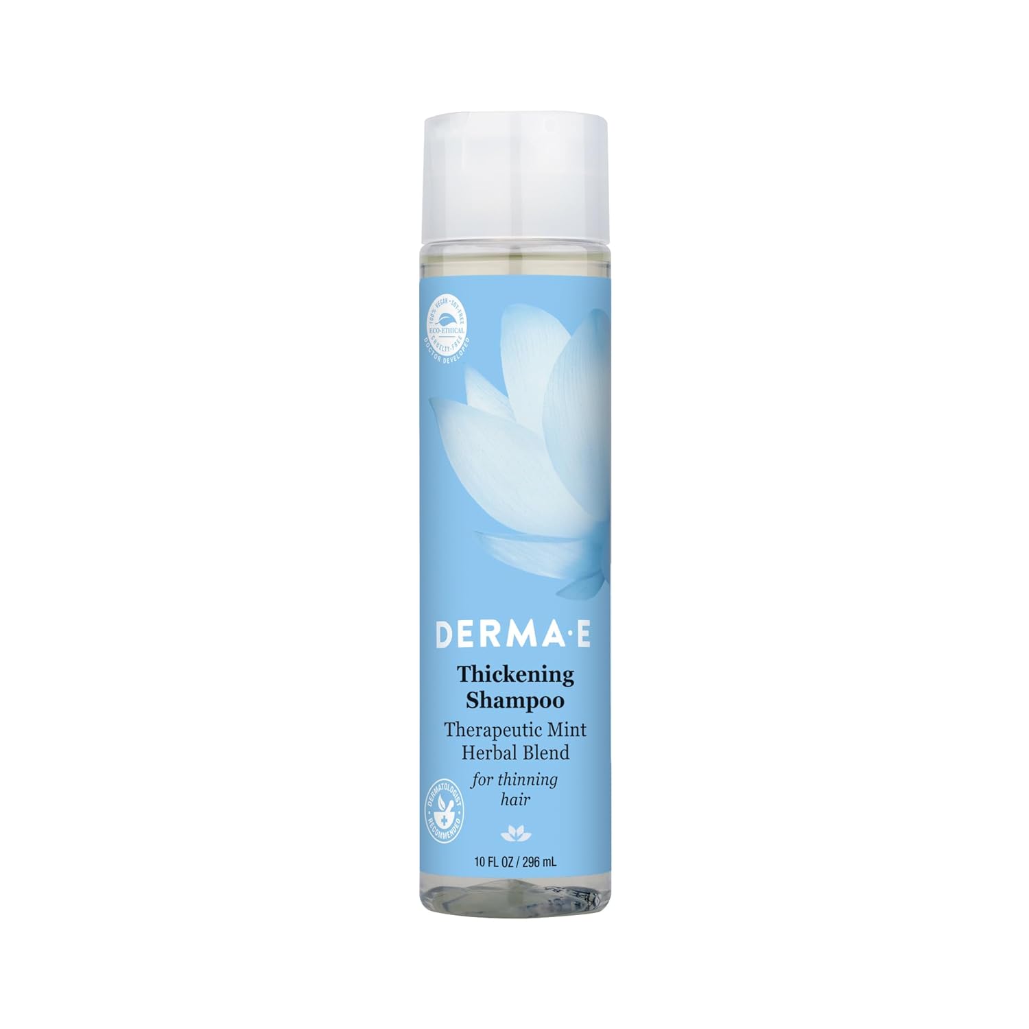 Derma E Thickening Shampoo For Thinning Hair – Natural Hair Growth Shampoo – Sulfate Free Therapeutic Mint And Herbal Volumizing Shampoo, 10 Oz
