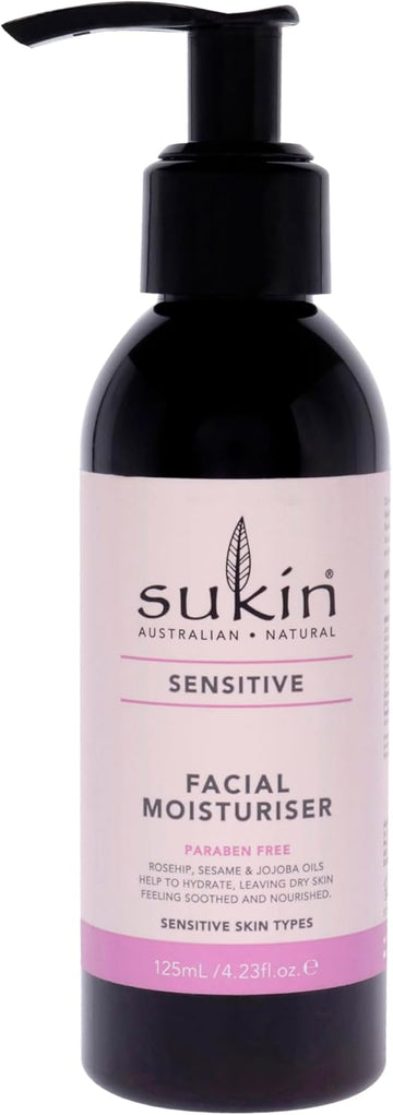 Sukin Sensitive Facial Moisturiser 125Ml - With Essential Oils; Cruelty Free & Vegan Friendly -Fast-Absorbing To Reduce The Likelihood Of A Reaction For Dry Skin