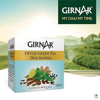 Girnar Green Tea Desi Kahwa (Detox Tea) - 36 Tea Bags X 2 Packs