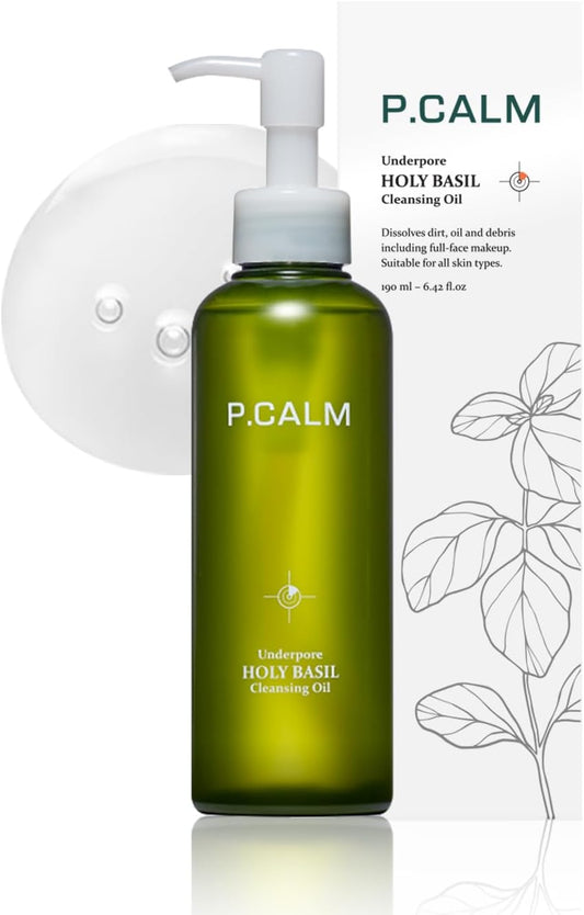 P.Calm Underpore Holy Basil Cleansing Oil & Barrier Cycle Toner Pad | Instant Blackhead Reducing Pore Control Cleansing Oil With Korean Skincare Daily Toner Pads | Vegan Cruelty-Free Fragrance-Free