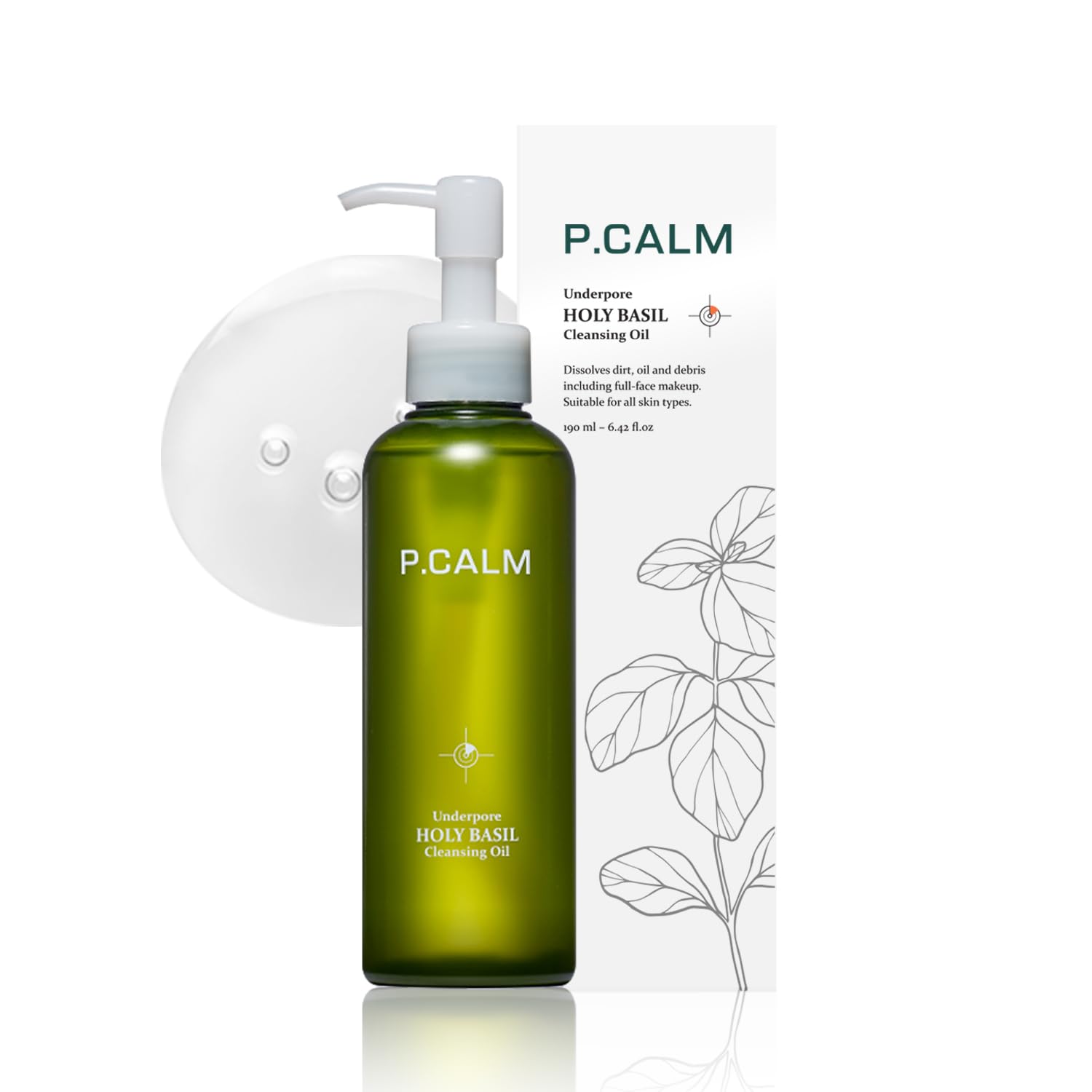 P.Calm Underpore Holy Basil Cleansing Oil 190Ml | Instant Blackhead Reducing Pore Control Cleansing Oil With Holy Basil Extract For Sensitive Skin | Korean Skincare