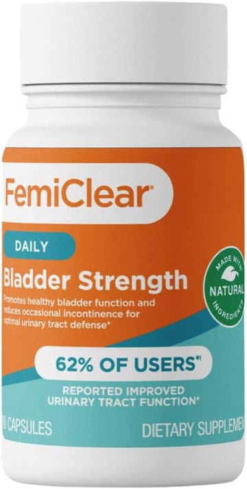 FemiClear Bladder Strength Supplement | Bladder Control, Incontinence and Urinary Tract Infection Support | 60 Capsules, 30 Day Supply | Made with All-Natural Ingredients | Manufactured in USA